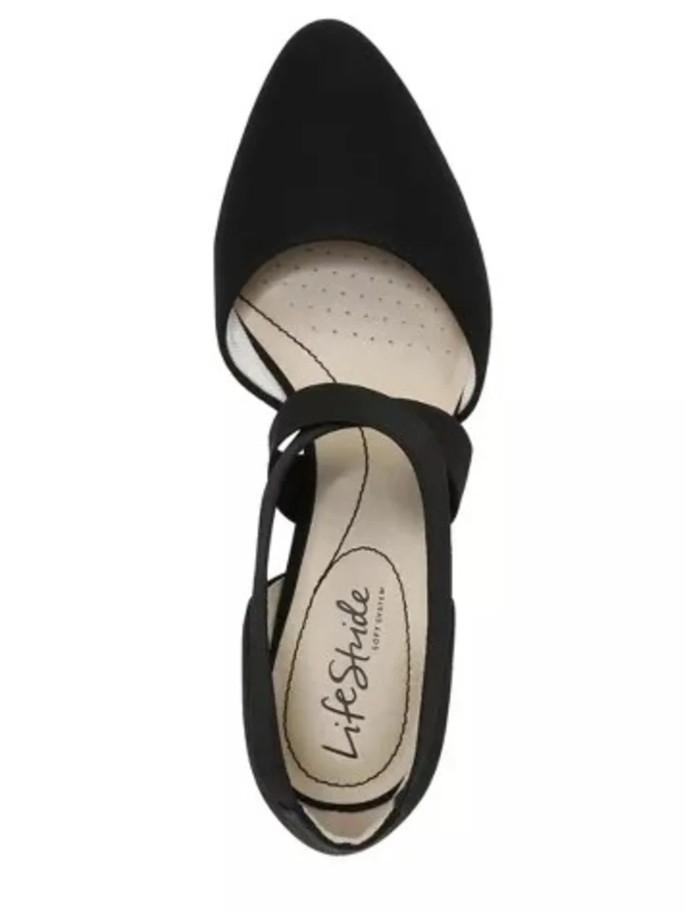 Life Stride Black Crisscross Mid Heel Pump